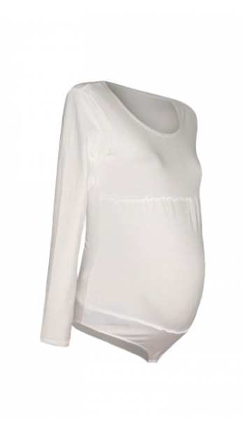 Боди за бременни с дълъг ръкав във бяло