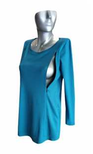 Едноцветна блуза за кърмещи с ципове на гърдите