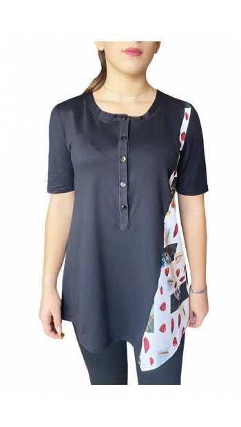 Блуза за бременни и кърмещи с копчета на деколтето в комбинация
