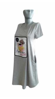 Макси рокля с къс ръкав 0524 апликация