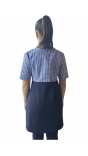 Дамска макси рокля с къс ръкав в синя комбинация