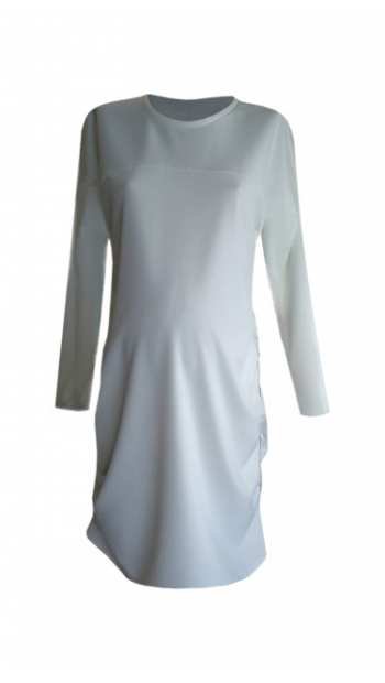 Едноцветна рокля за едри жени със страничен набор