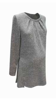 Едноцветна блуза за бременни с дълъг ръкав и странични ципове