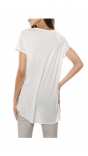 Блуза за бременни с къс ръкав в комбинация бяло и сиво