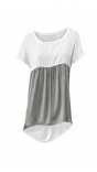 Блуза за бременни с къс ръкав в комбинация бяло и сиво
