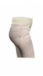 Панталон за бременни скосен крачол от бежов стреч памук