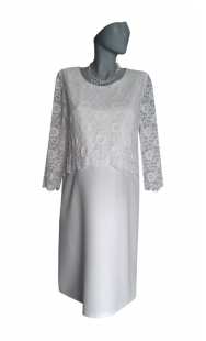Булчинска рокля за бременни с дълъг ръкав в съчетание на шифон с дантела