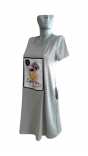 Едноцветна рокля за бременни с къс ръкав и апликация